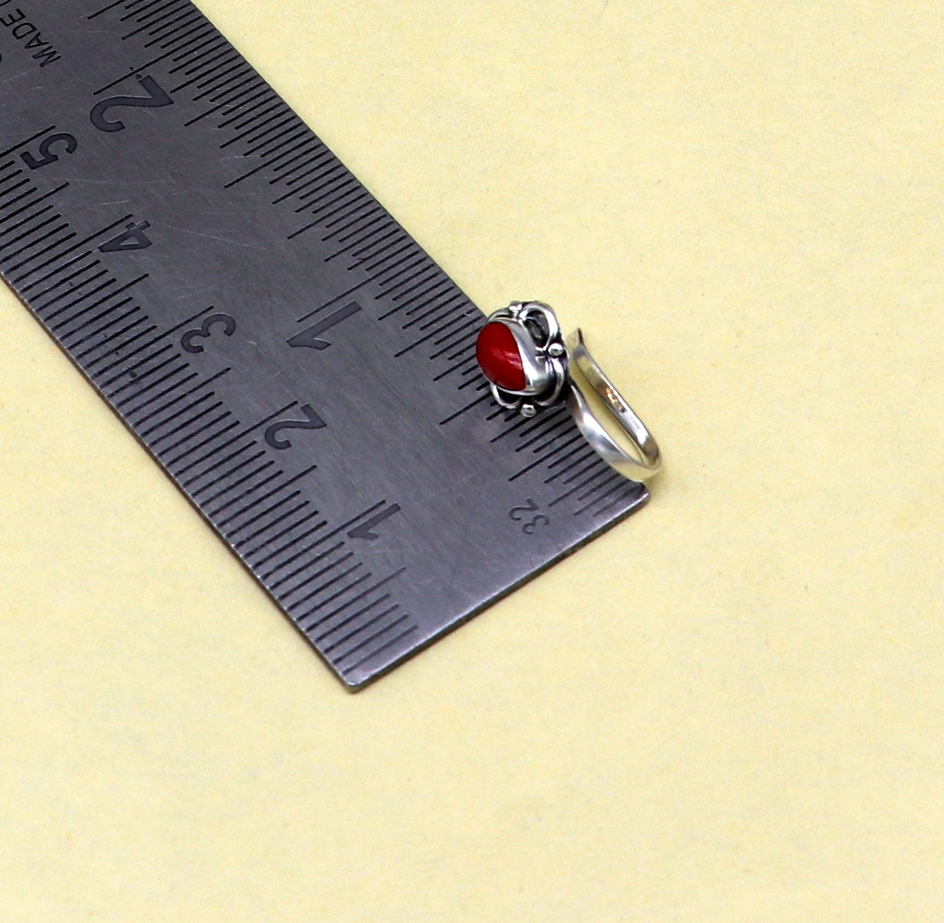 fabulous stylish 925 sterling silver customized single coral nose pin, best gift nose plug, clip-on nose pin, fabulous party wear np111 - TRIBAL ORNAMENTS