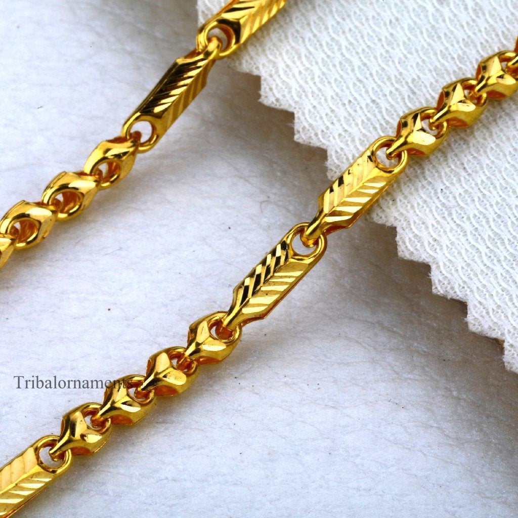 Unique design customized unique style 22kt yellow gold handmade chain necklace, gorgeous casual Choco chain best men's jewelry india chn17 - TRIBAL ORNAMENTS