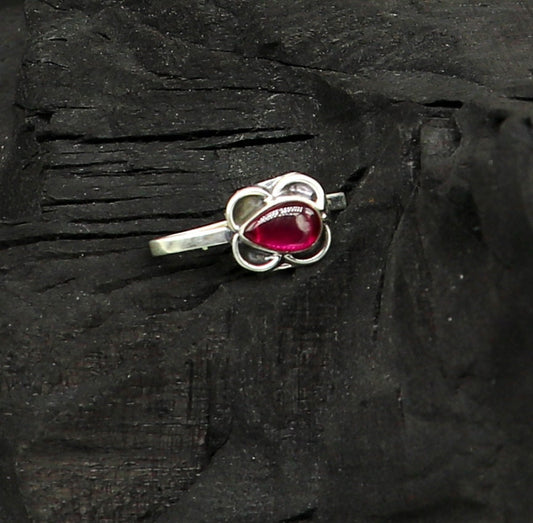 925 sterling silver vintage antique design single stone nose pin, Bollywood stylish clip on nose plug best gifting party jewelry np116 - TRIBAL ORNAMENTS