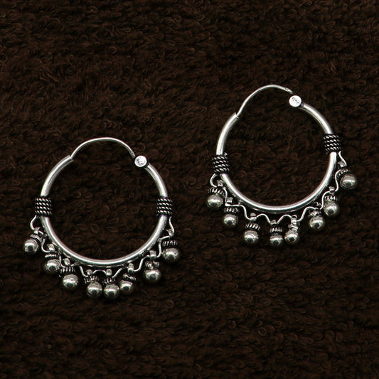 925 sterling silver handmade fabulous hoops earring with gorgeous hanging drops, customized large earring personalized gift ear544 - TRIBAL ORNAMENTS