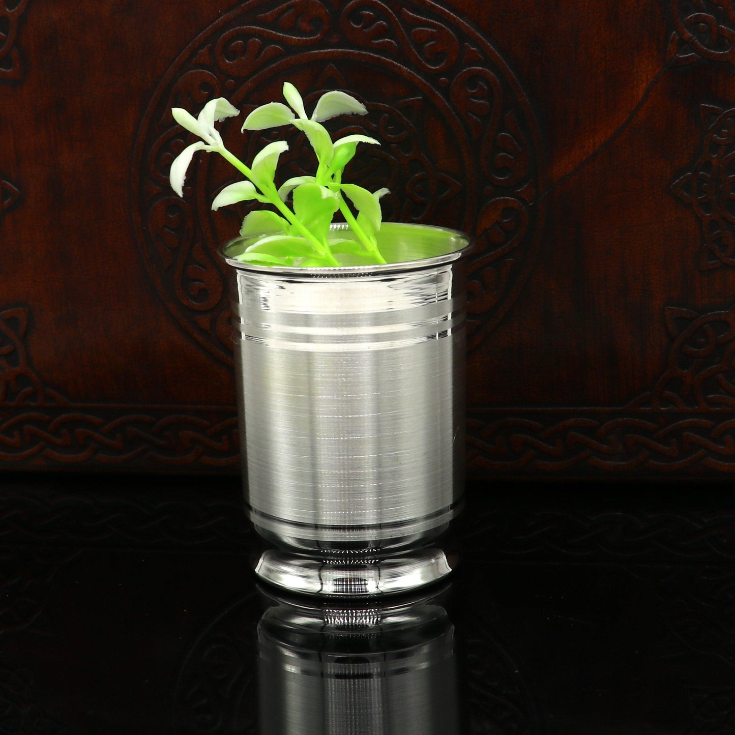 Pure 999 fine silver handmade vessel, water/milk Glass tumbler, silver flask, baby kids silver utensils stay healthy gift article sv104 - TRIBAL ORNAMENTS