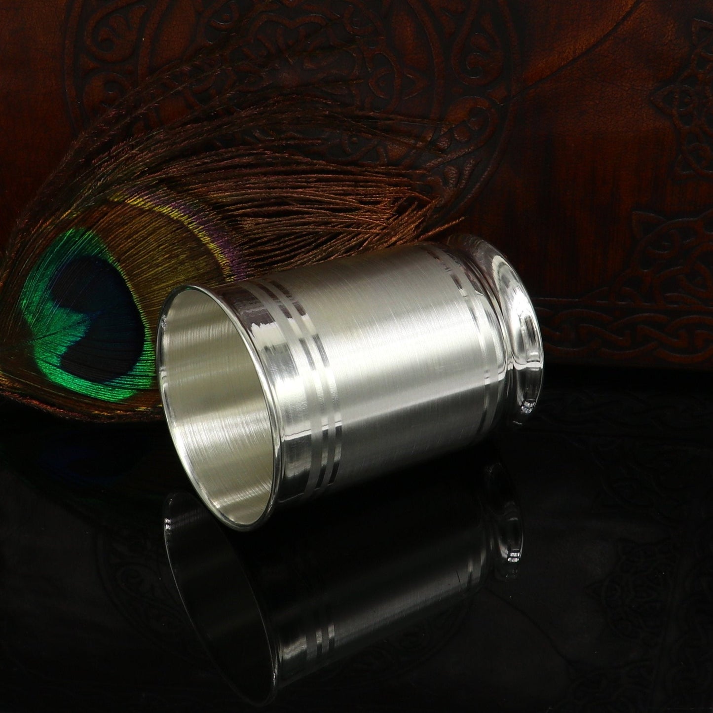 Pure 999 fine silver handmade vessel, water/milk Glass tumbler, silver flask, baby kids silver utensils stay healthy gift article sv104 - TRIBAL ORNAMENTS