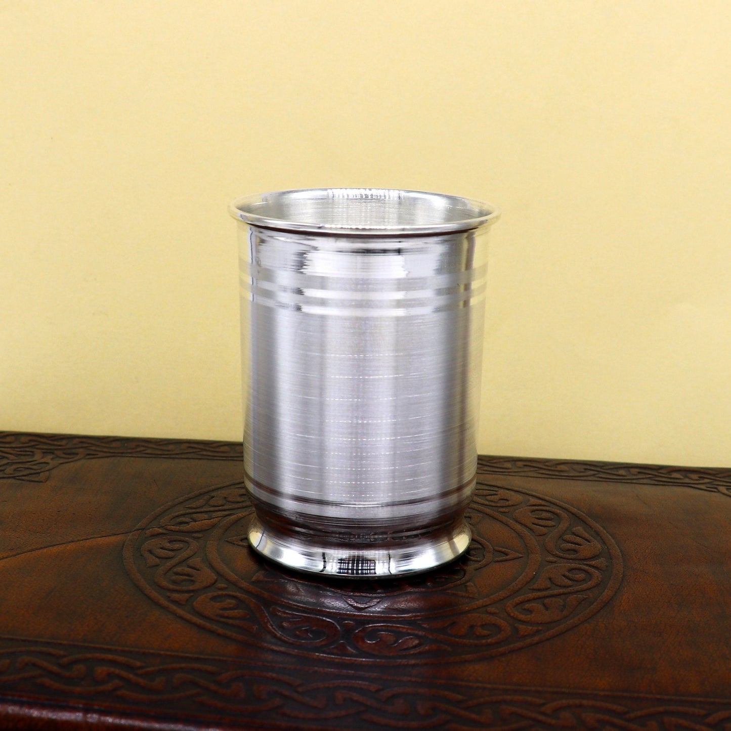 Pure 999 fine silver handmade vessel, water/milk Glass tumbler, silver flask, baby kids silver utensils stay healthy gift article sv104 - TRIBAL ORNAMENTS