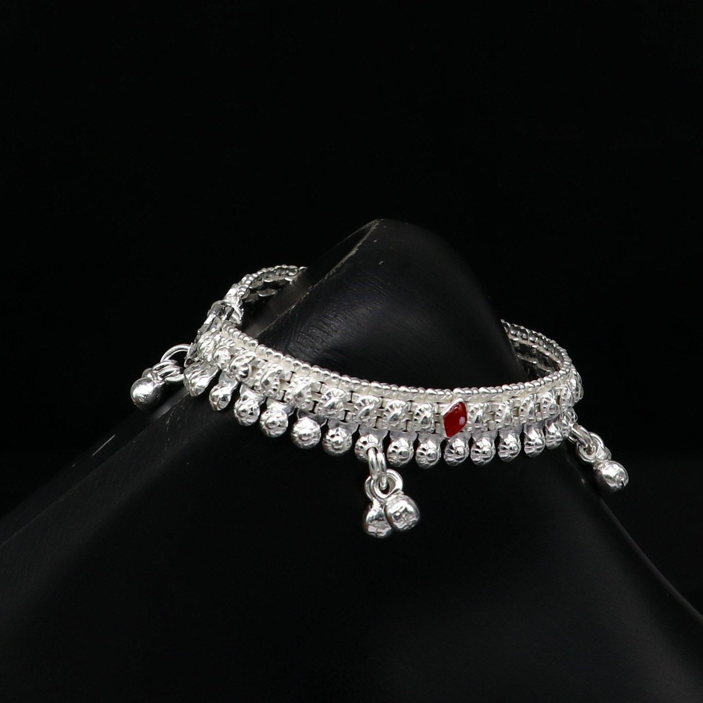 6" inches Sterling silver customized silver ankle bracelet new born baby anklets Jingling charm anklets foot fancy stylish jewelry ank277 - TRIBAL ORNAMENTS