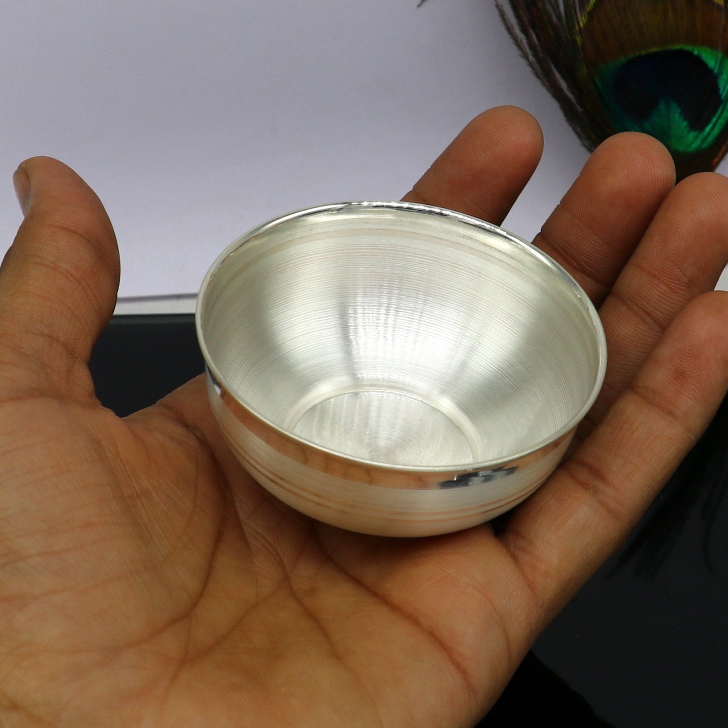 999 pure fine silver handmade utensils, silver article, silver vessel, silver accessories, silver puja art, silver baby bowl set sv105 - TRIBAL ORNAMENTS