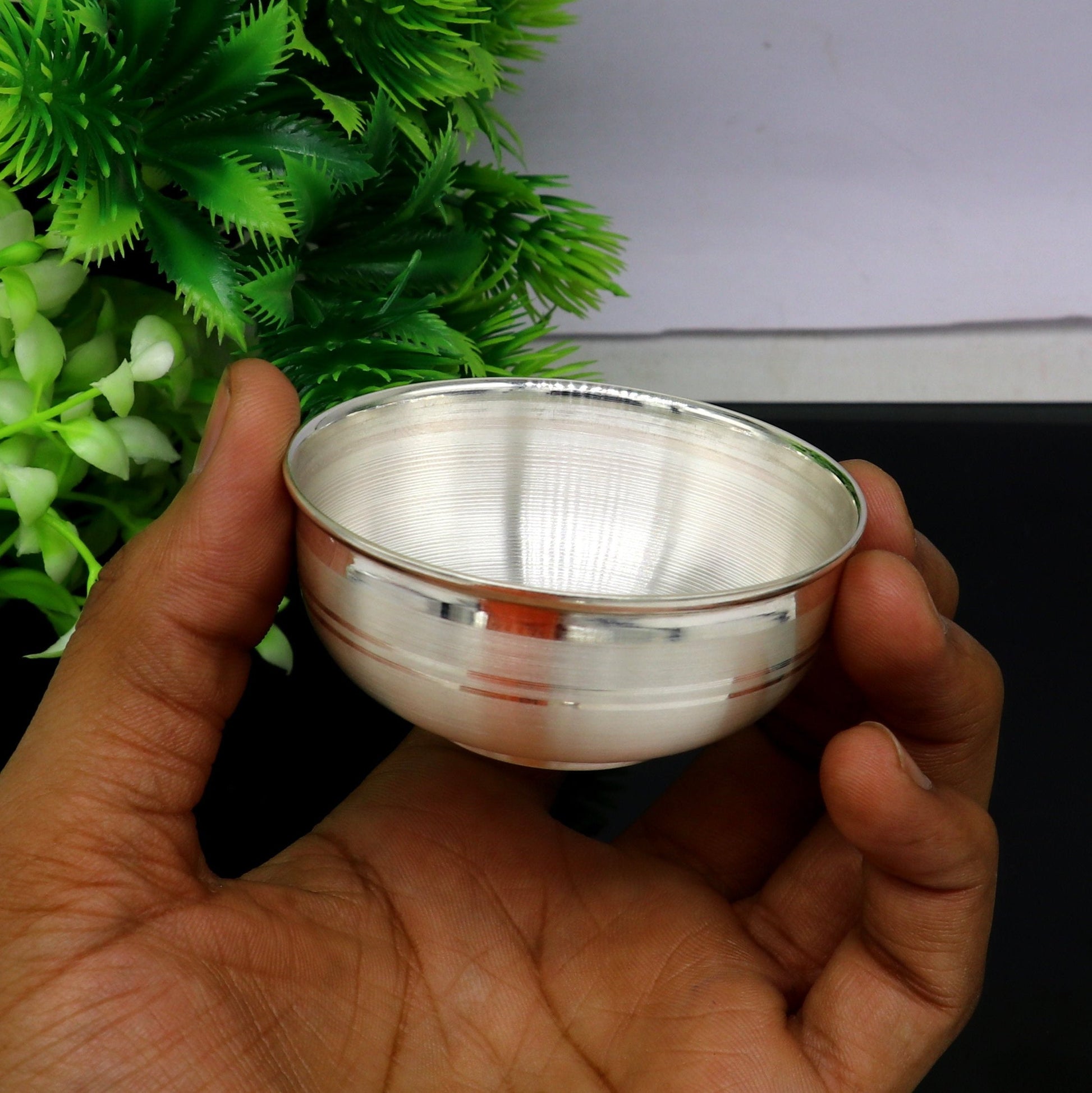 999 pure fine silver handmade utensils, silver article, silver vessel, silver accessories, silver puja art, silver baby bowl set sv106 - TRIBAL ORNAMENTS