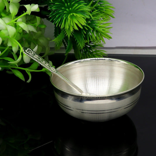 999 pure fine silver handmade utensils, silver article, silver vessel, silver accessories, silver puja art, silver baby bowl set sv106 - TRIBAL ORNAMENTS