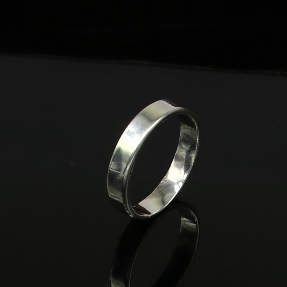 925 solid sterling silver plain flat 4.5 mm ring band, fabulous wedding anniversary gift for him her, 925 stamped ring stylish jewelry sr287 - TRIBAL ORNAMENTS