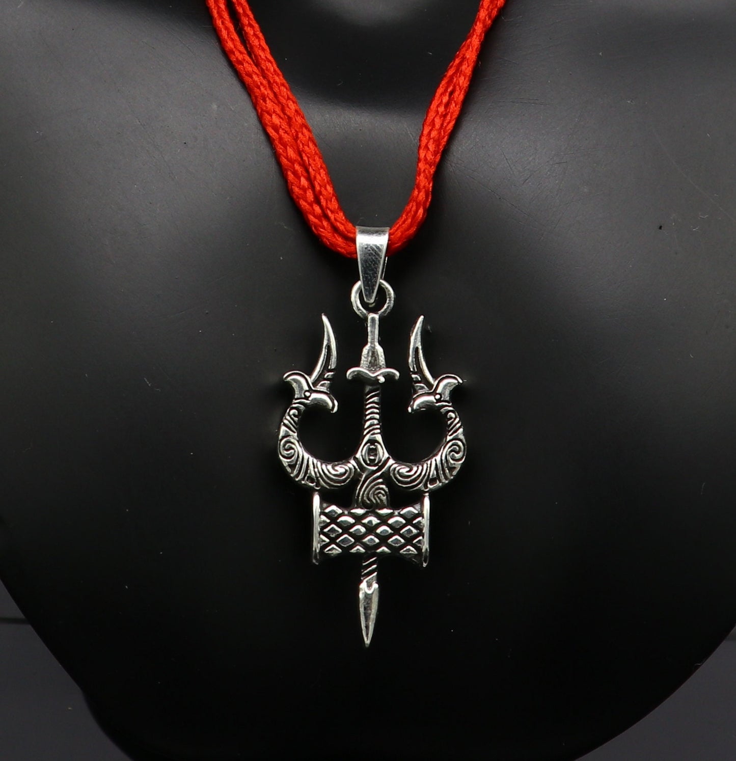 Idol lord Shiva trident damaru shape 925 sterling silver customized designer pendant with stud, gorgeous stylish best gifting pendant ssp359 - TRIBAL ORNAMENTS