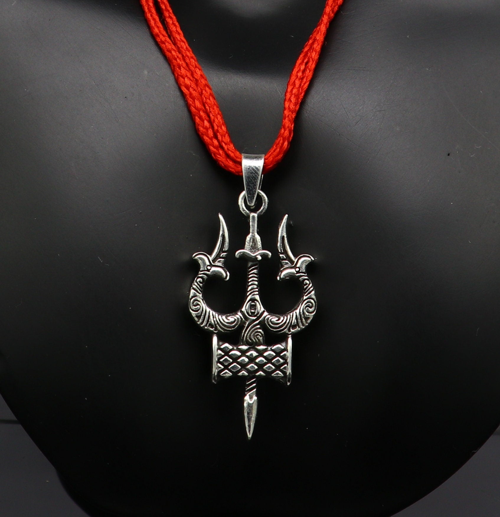 Idol lord Shiva trident damaru shape 925 sterling silver customized designer pendant with stud, gorgeous stylish best gifting pendant ssp359 - TRIBAL ORNAMENTS