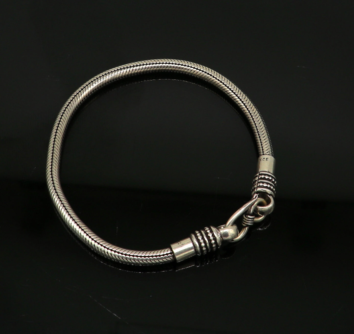 8.5" long 4mm 925 fine sterling silver customized vintage designer amazing snake chain unisex bracelet jewelry from Rajasthan india sbr213 - TRIBAL ORNAMENTS