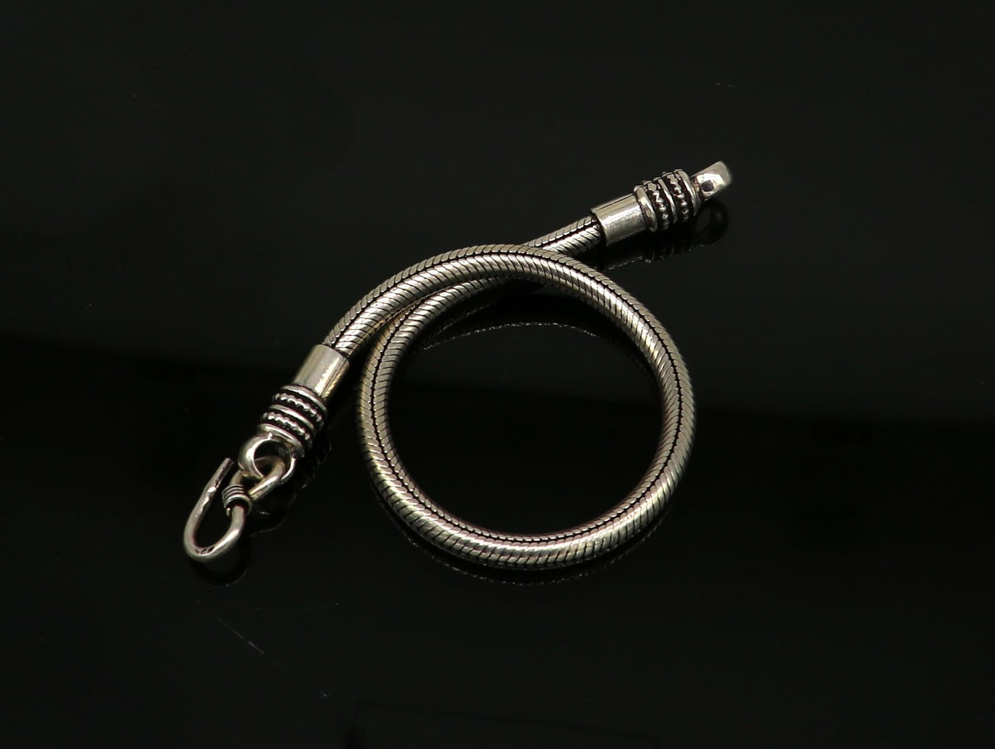 8.5" long 4mm 925 fine sterling silver customized vintage designer amazing snake chain unisex bracelet jewelry from Rajasthan india sbr213 - TRIBAL ORNAMENTS