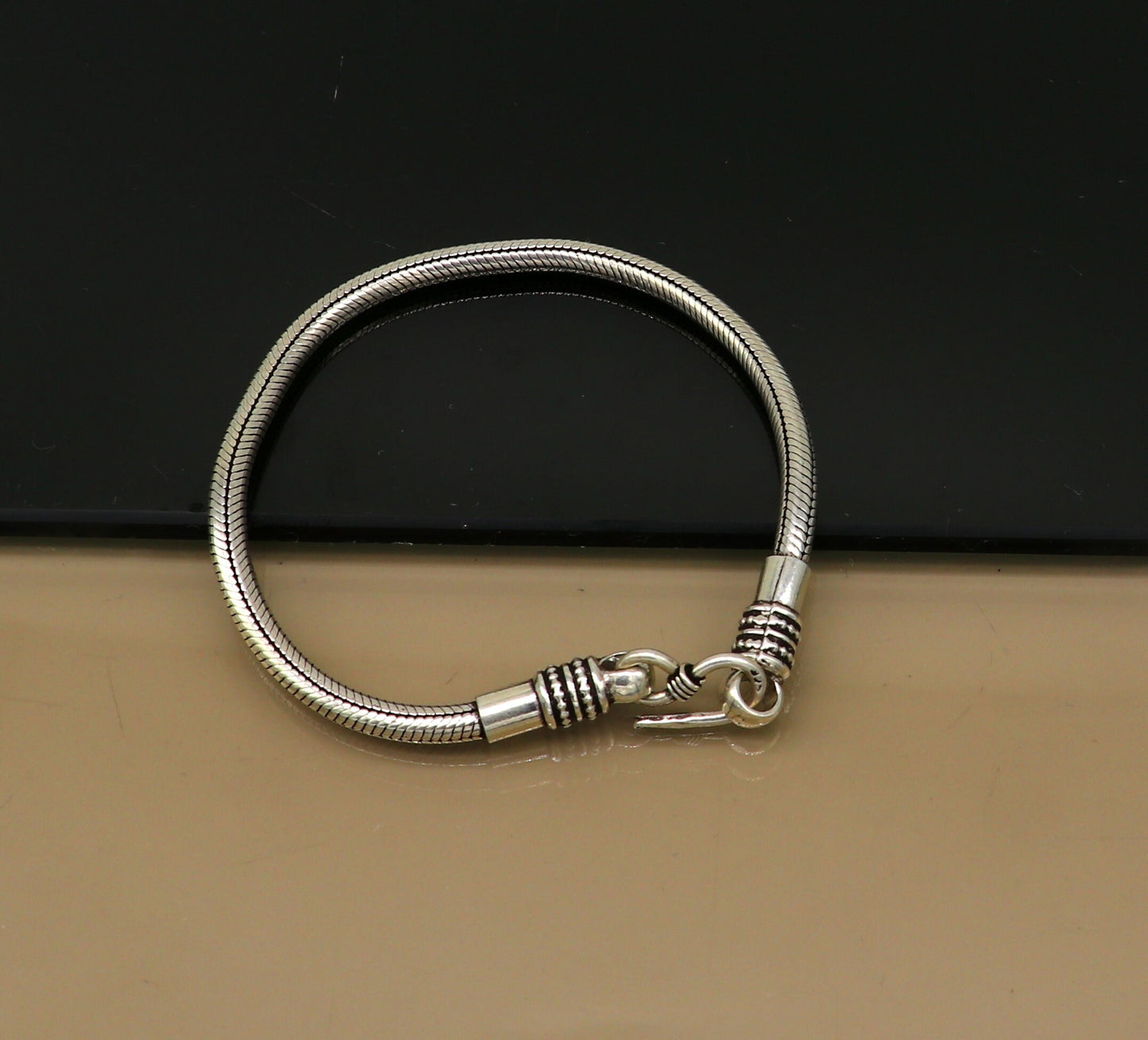 8.5" long 4mm 925 fine sterling silver customized vintage designer amazing snake chain unisex bracelet jewelry from Rajasthan india sbr213 - TRIBAL ORNAMENTS