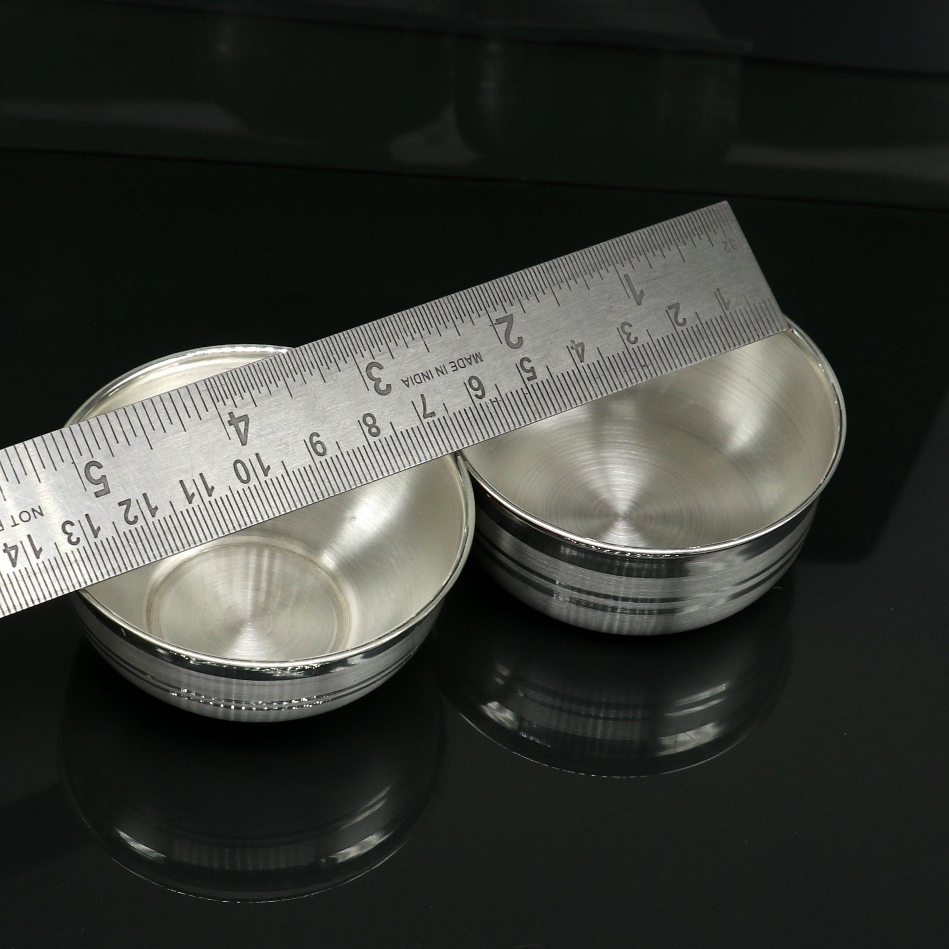 999 pure silver handmade combo of two different design bowl, silver vessel, silver baby utensils, silver puja article, puja utensils sv108 - TRIBAL ORNAMENTS