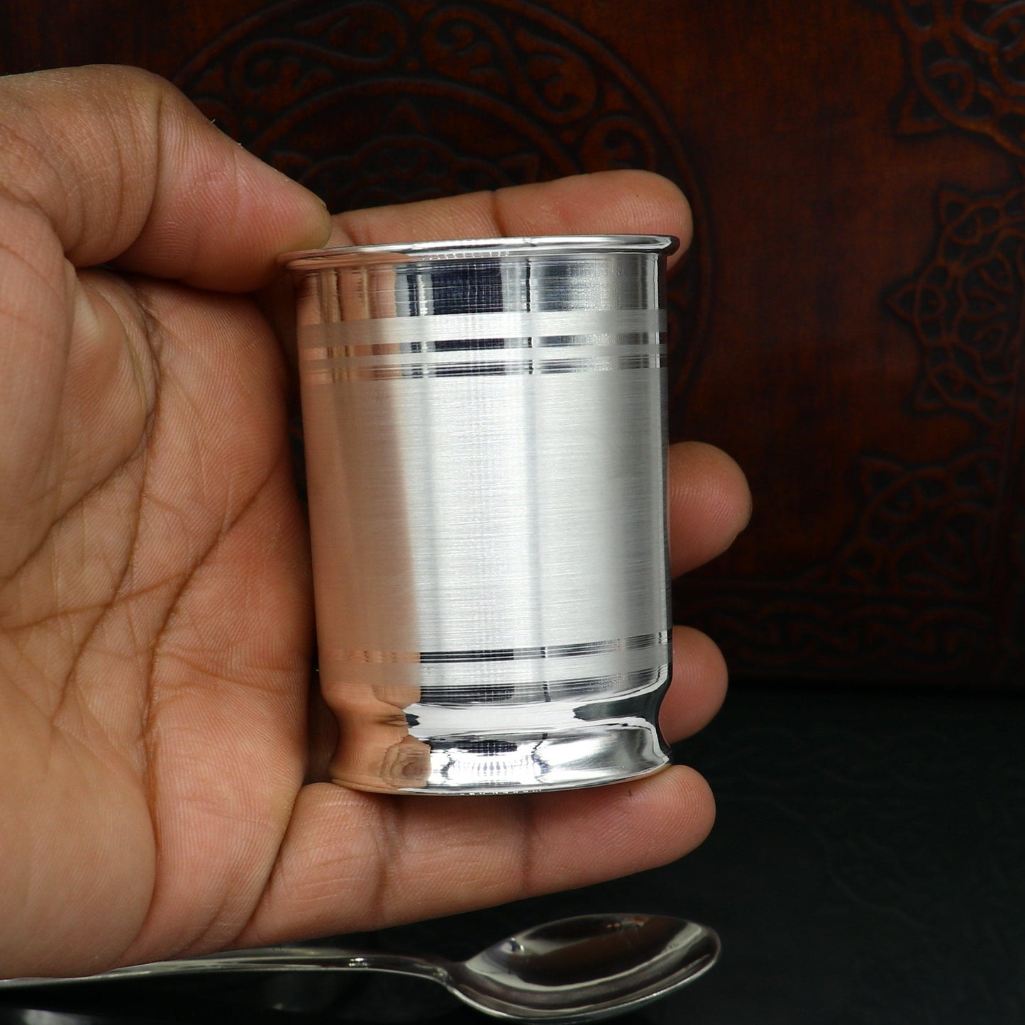 999 pure silver combo bowl and Water/milk tumbler, silver vessel, silver baby utensils, silver puja article, puja gifting utensils sv110 - TRIBAL ORNAMENTS