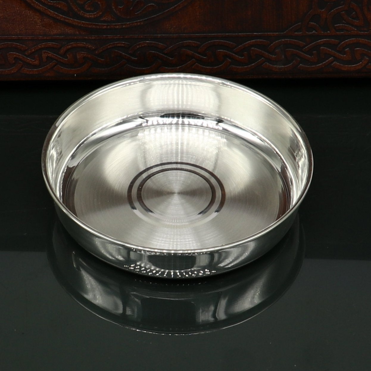 999 fine solid silver Tray or plate, silver vessel, silver baby utensils set, silver puja article, gifting utensils from india sv113 - TRIBAL ORNAMENTS