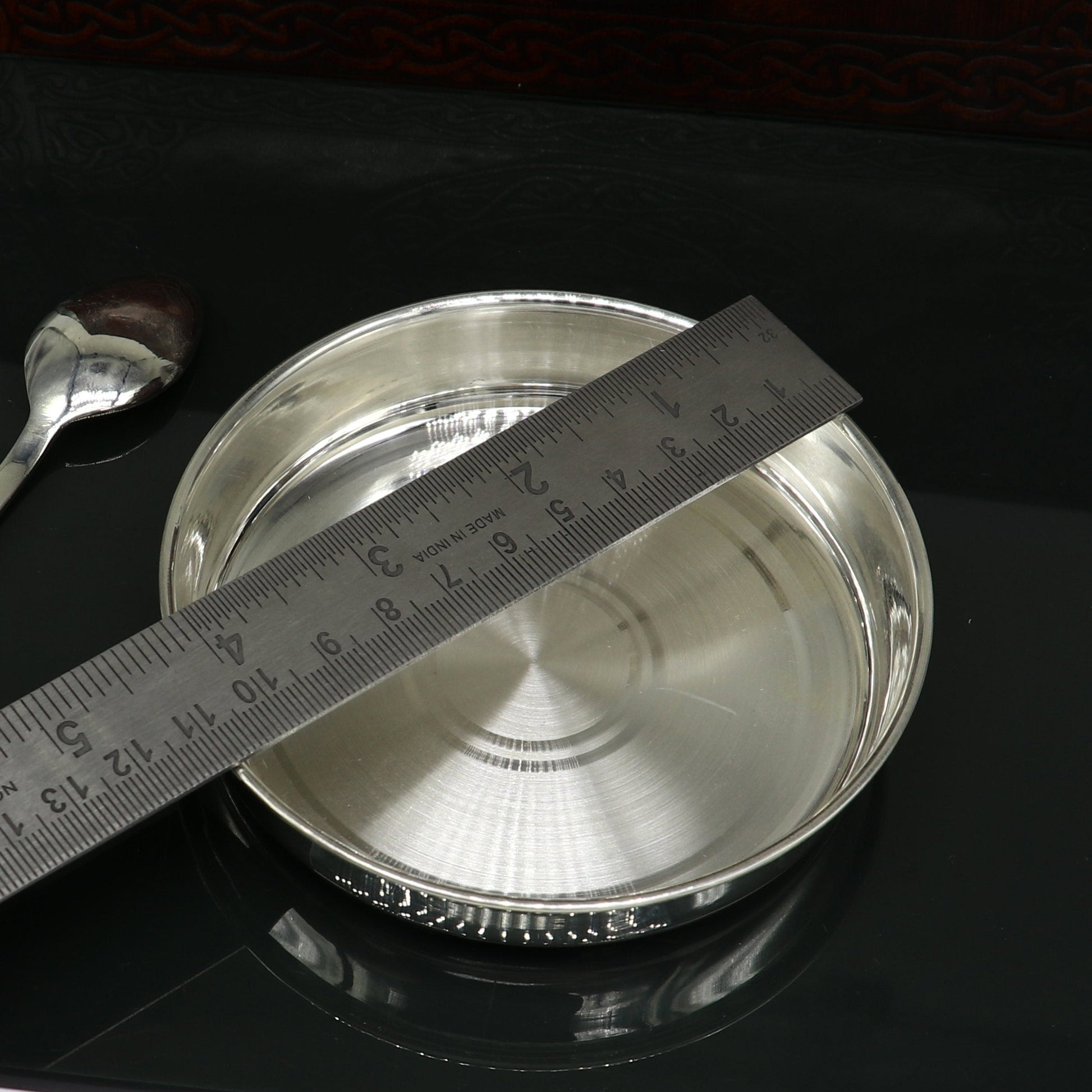 999 fine solid silver Tray or plate, silver vessel, silver baby utensils set, silver puja article, gifting utensils from india sv113 - TRIBAL ORNAMENTS