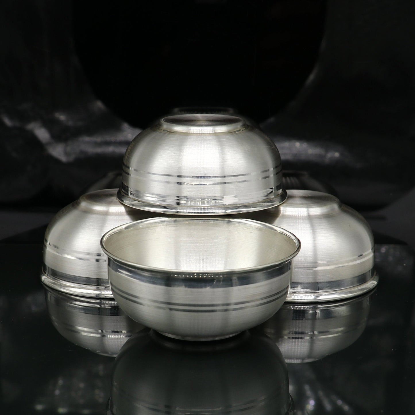 999 fine silver bowl/Tray set , silver vessel, silver baby utensils, silver puja article, gifting utensils from india sv115 - TRIBAL ORNAMENTS