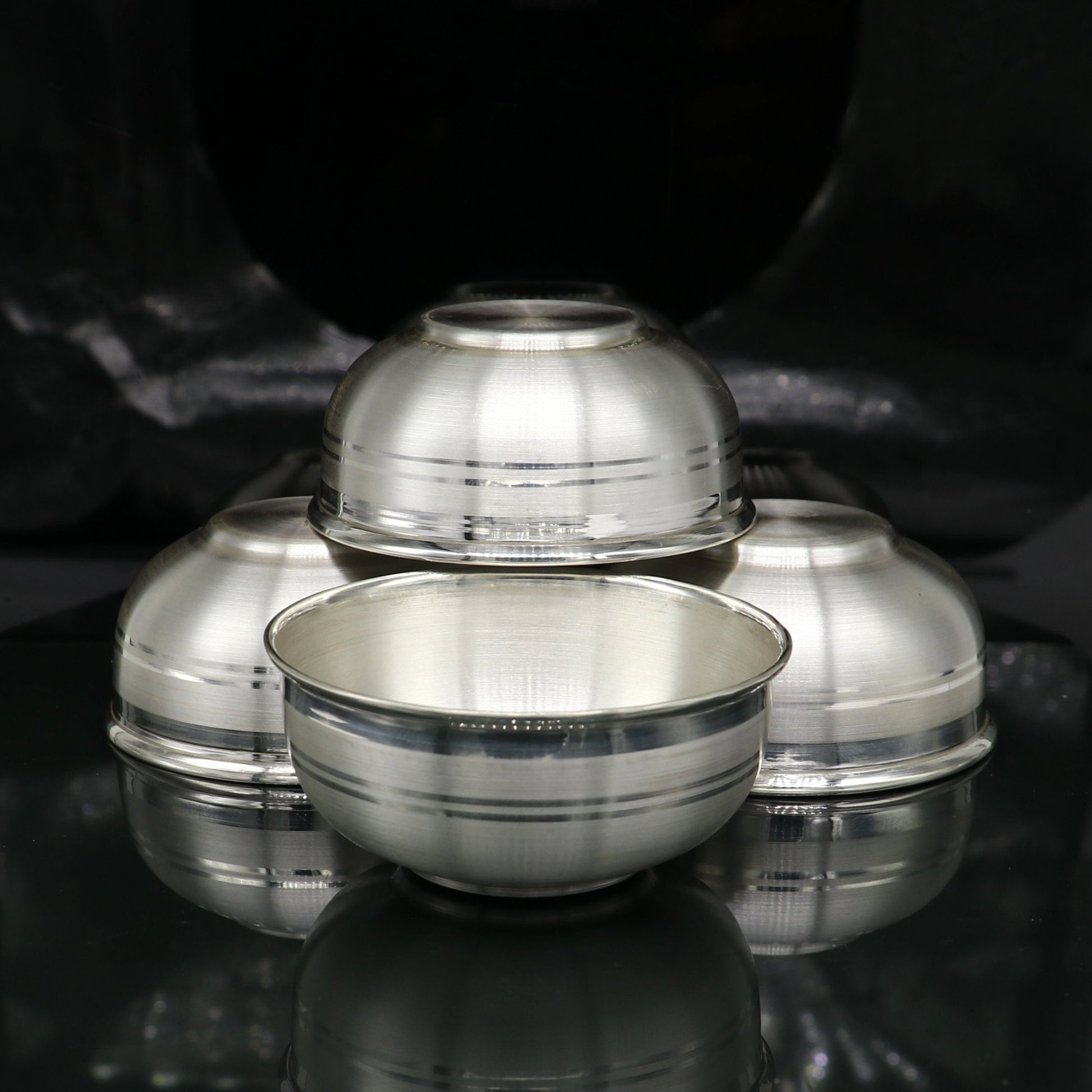 999 fine silver bowl/Tray set , silver vessel, silver baby utensils, silver puja article, gifting utensils from india sv115 - TRIBAL ORNAMENTS