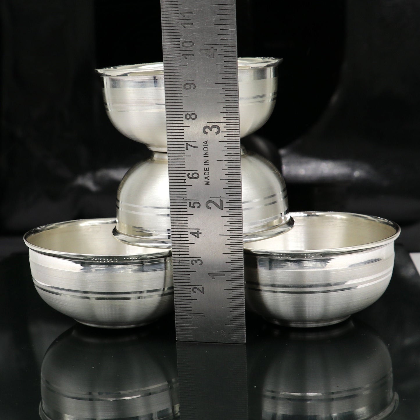 999 fine silver bowl/Tray set , silver vessel, silver baby utensils, silver puja article, gifting utensils from india sv115 - TRIBAL ORNAMENTS