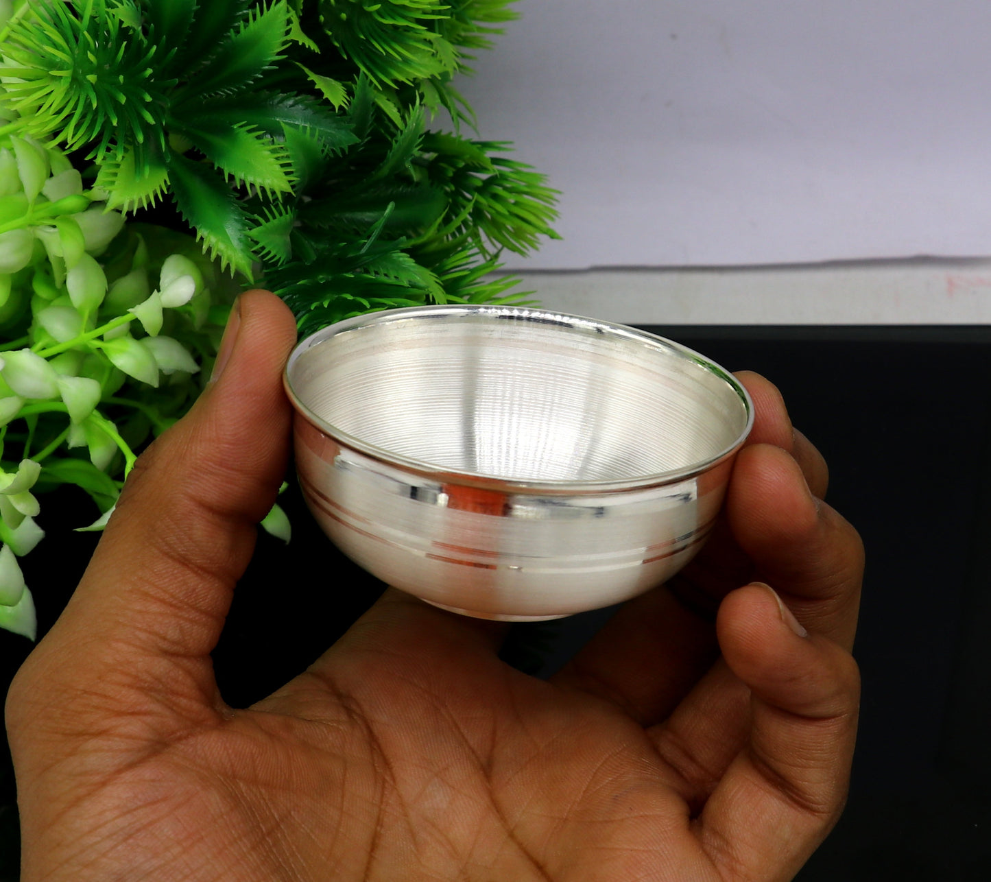 999 fine silver bowl/Tray set , silver vessel, silver baby utensils, silver puja article, gifting utensils from india sv115 - TRIBAL ORNAMENTS