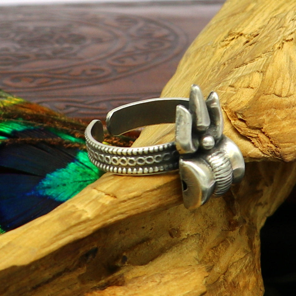 925 sterling silver gorgeous customized lord shiva Trident ring, excellent trident trushul adjustable ring band unisex jewelry sr286 - TRIBAL ORNAMENTS