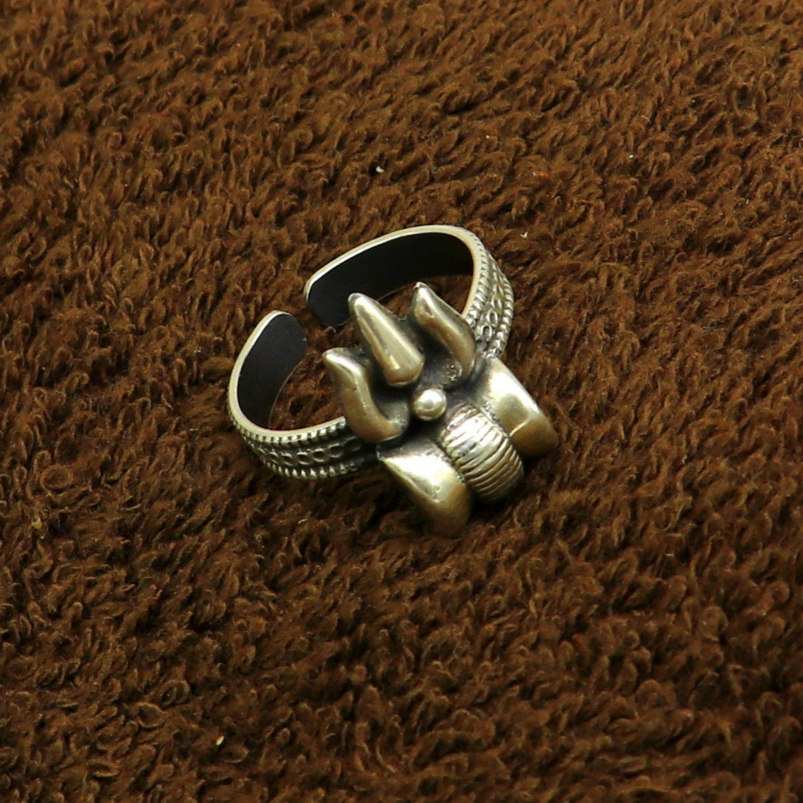 925 sterling silver gorgeous customized lord shiva Trident ring, excellent trident trushul adjustable ring band unisex jewelry sr286 - TRIBAL ORNAMENTS