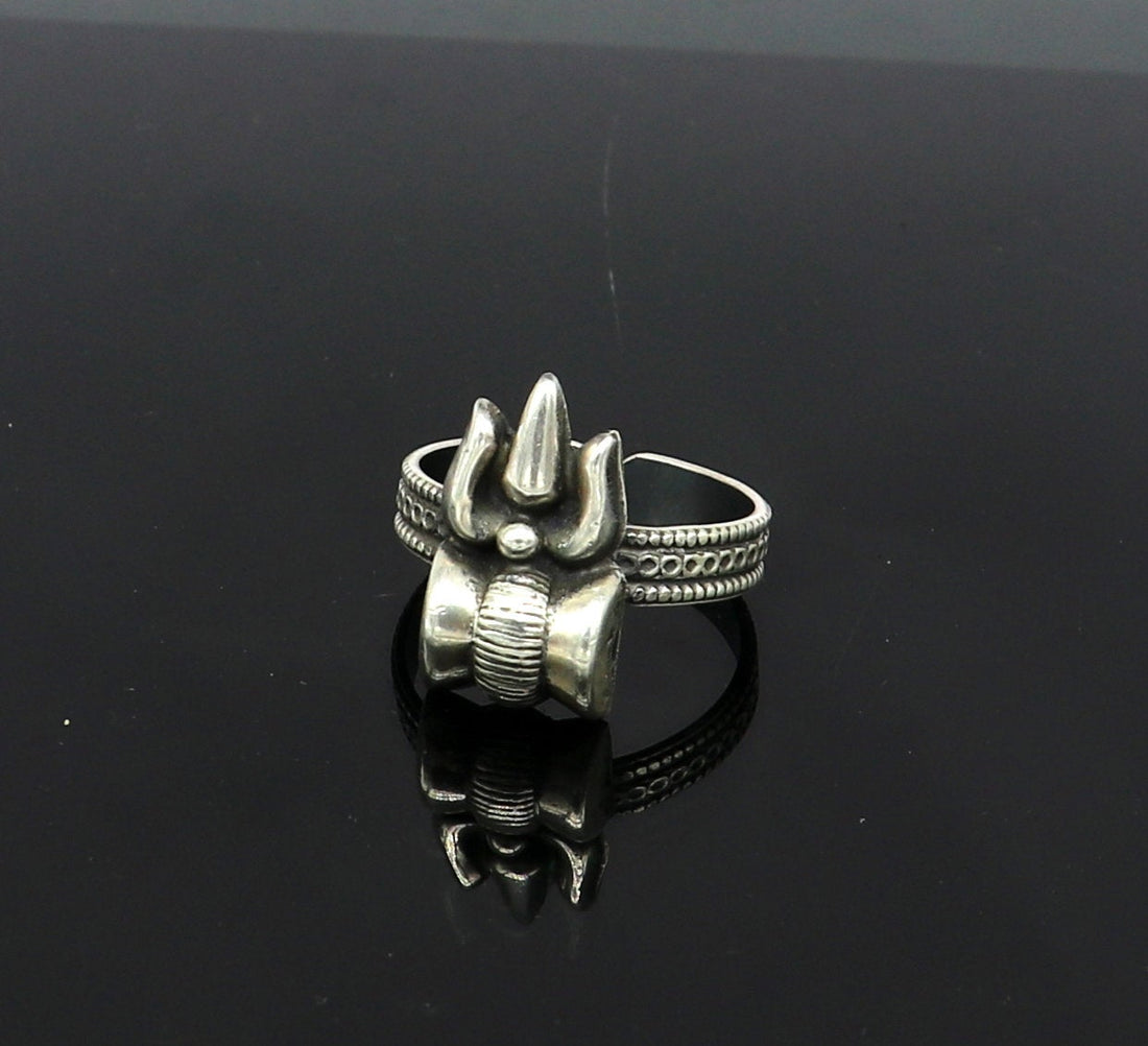 925 sterling silver gorgeous customized lord shiva Trident ring, excellent trident trushul adjustable ring band unisex jewelry sr286 - TRIBAL ORNAMENTS