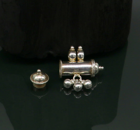 Fine 925 silver amulet pendant, plain shine design pendant, unique stylish fancy jewelry, elegant gifting pendant with jingling bells ssp389 - TRIBAL ORNAMENTS