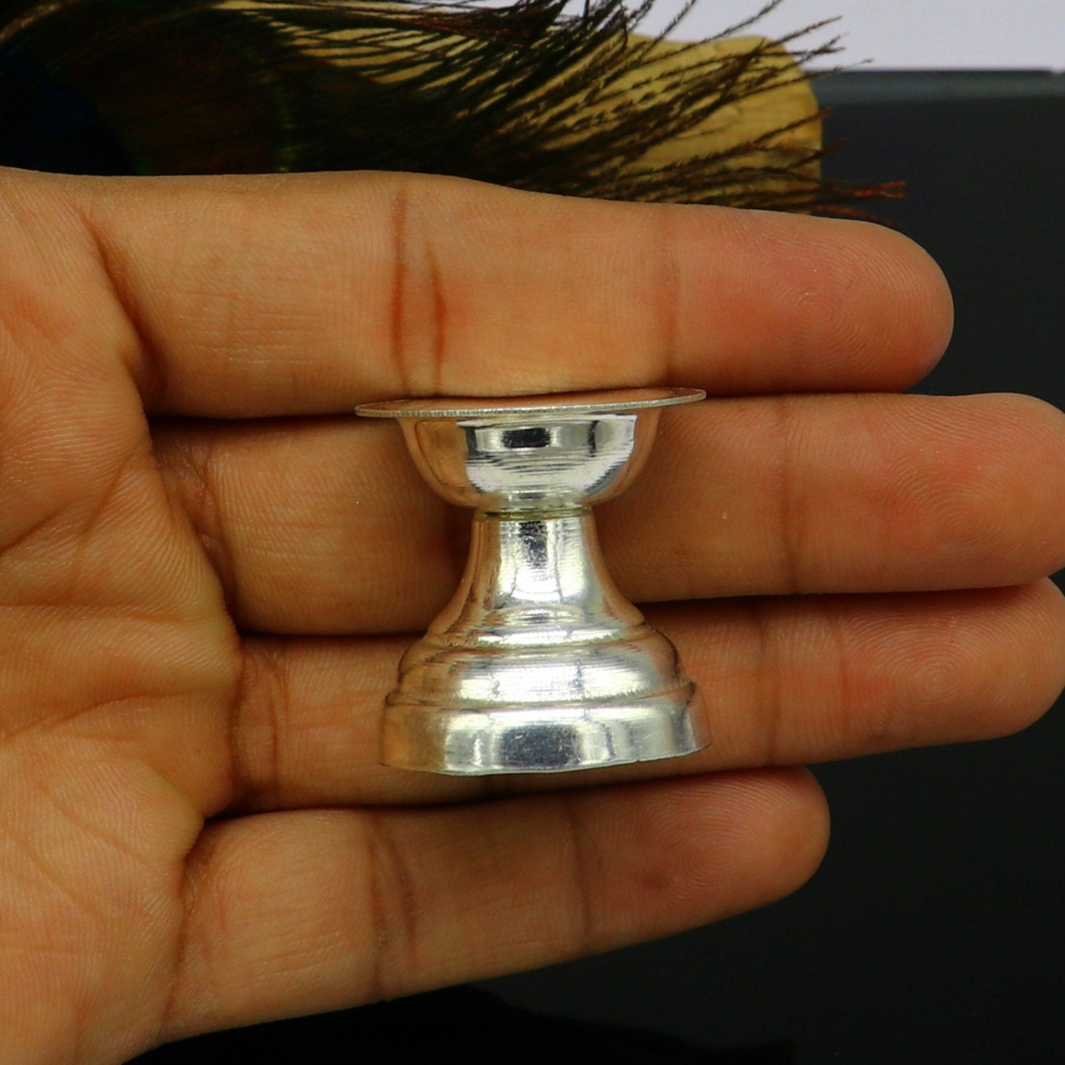 999 pure silver handmade elegant oil lamp, silver home temple utensils, silver diya, deepak, silver vessels, silver art decorative art su082 - TRIBAL ORNAMENTS