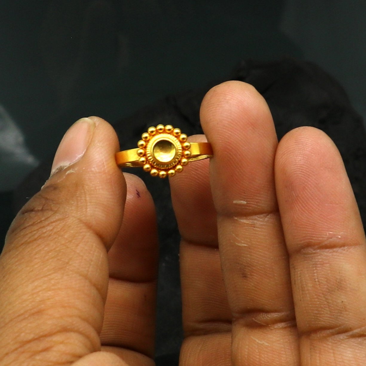 20 kt yellow gold vintage stylish design ring band 7usa size 2.65 grams light weight gifting brides jewelry from india gring29 - TRIBAL ORNAMENTS