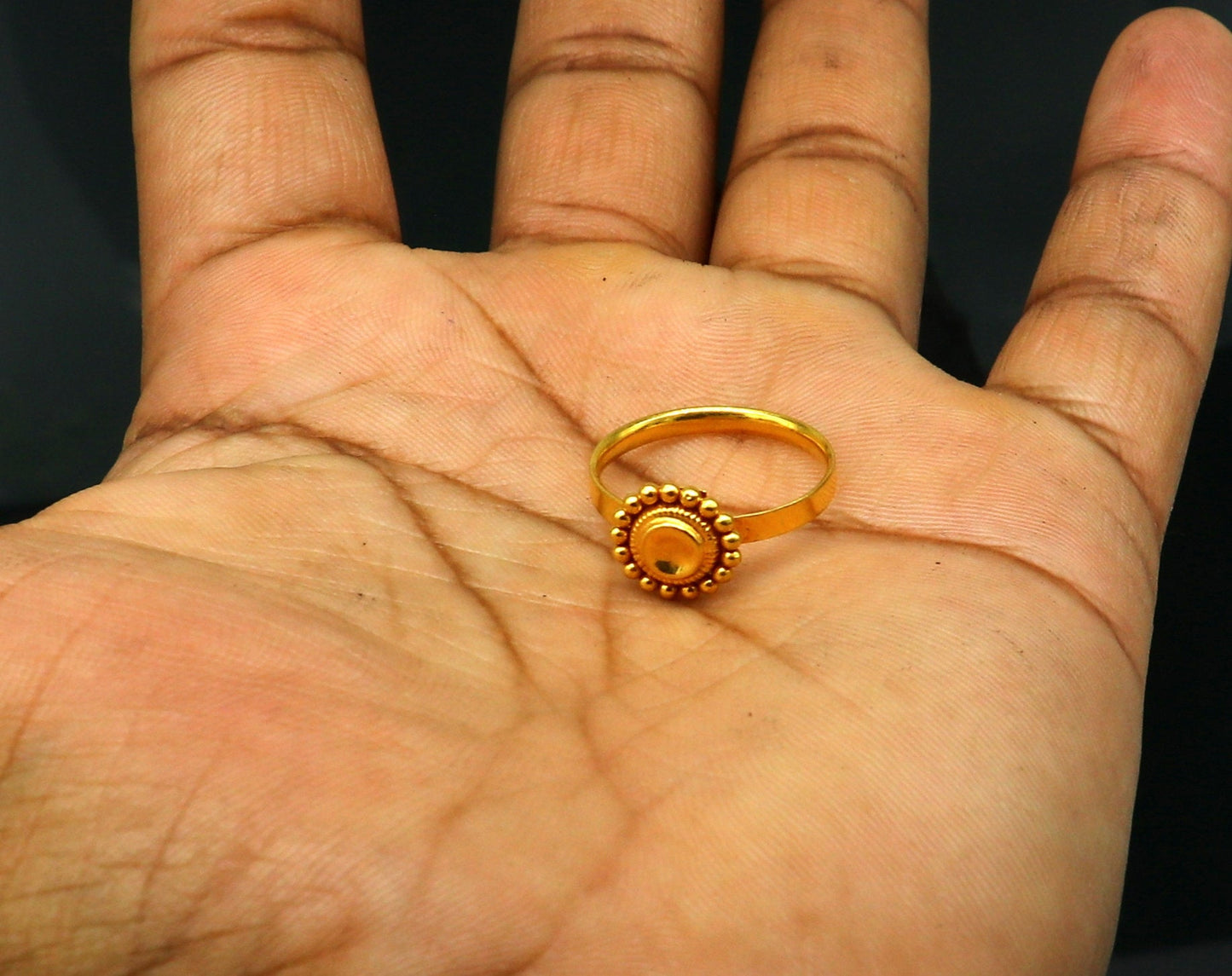 20 kt yellow gold vintage stylish design ring band 7usa size 2.65 grams light weight gifting brides jewelry from india gring29 - TRIBAL ORNAMENTS