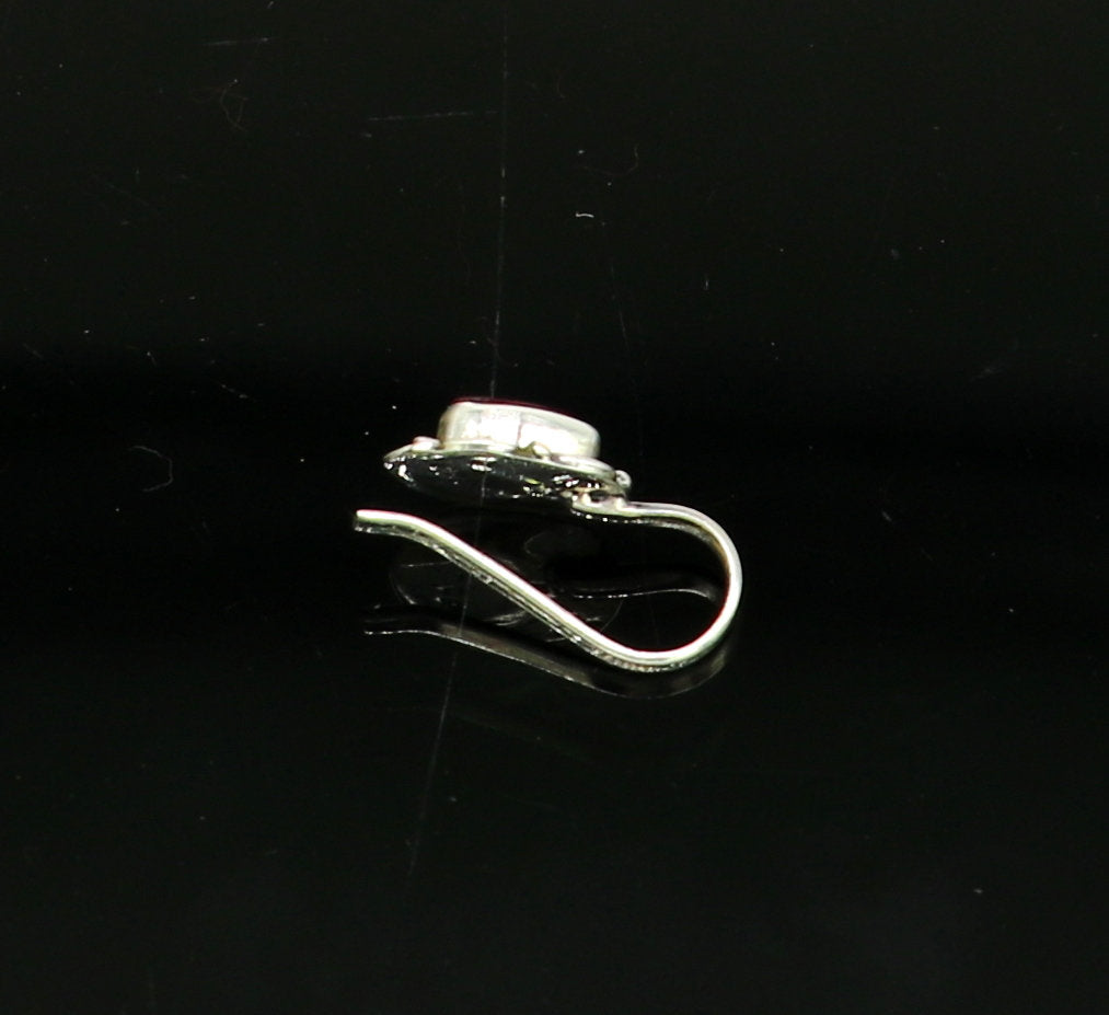 7.5mm 925 sterling silver single stone nose pin, clip on nose pin, customized nose plug ,best wedding party stylish functional jewelry np99 - TRIBAL ORNAMENTS