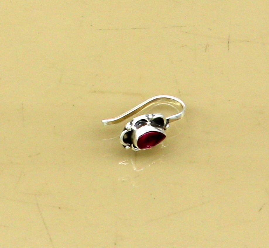 7.5mm 925 sterling silver single stone nose pin, clip on nose pin, customized nose plug ,best wedding party stylish functional jewelry np99 - TRIBAL ORNAMENTS