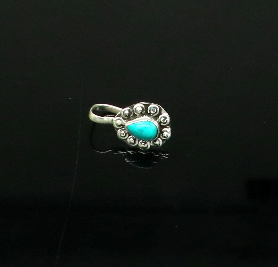 9mm 925 sterling silver single stone nose pin, clip on nose pin, customized flower design nose plug ,best party wear fancy jewelry np104 - TRIBAL ORNAMENTS