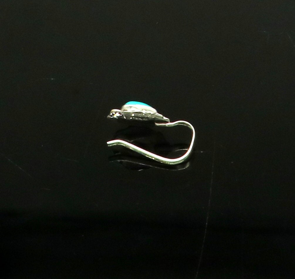 9mm 925 sterling silver single stone nose pin, clip on nose pin, customized flower design nose plug ,best party wear fancy jewelry np104 - TRIBAL ORNAMENTS
