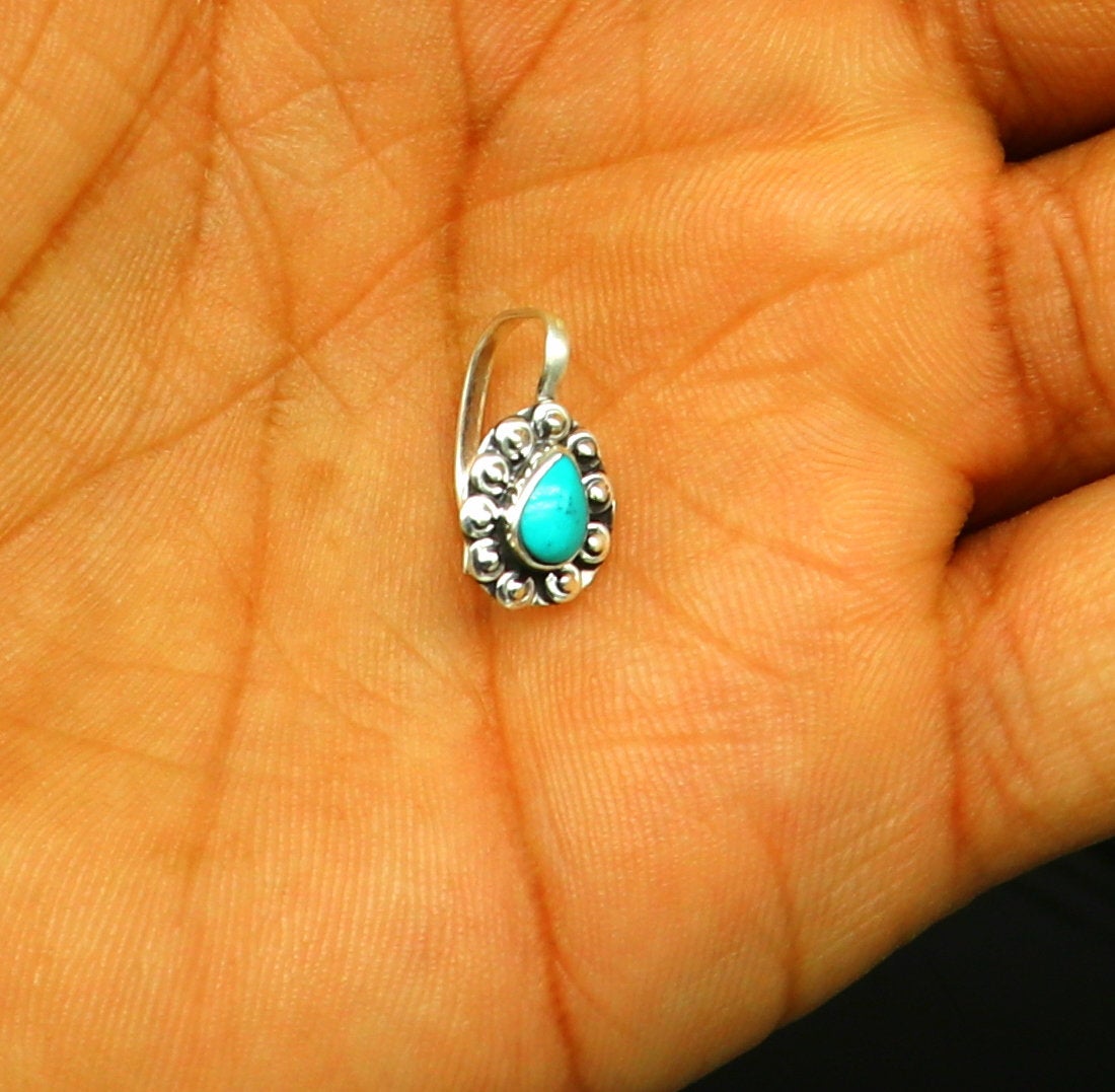 9mm 925 sterling silver single stone nose pin, clip on nose pin, customized flower design nose plug ,best party wear fancy jewelry np104 - TRIBAL ORNAMENTS