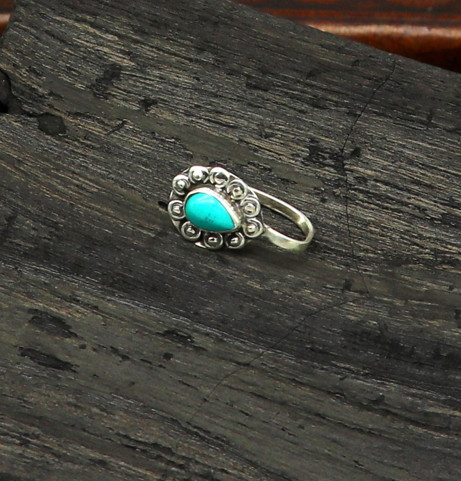 9mm 925 sterling silver single stone nose pin, clip on nose pin, customized flower design nose plug ,best party wear fancy jewelry np104 - TRIBAL ORNAMENTS