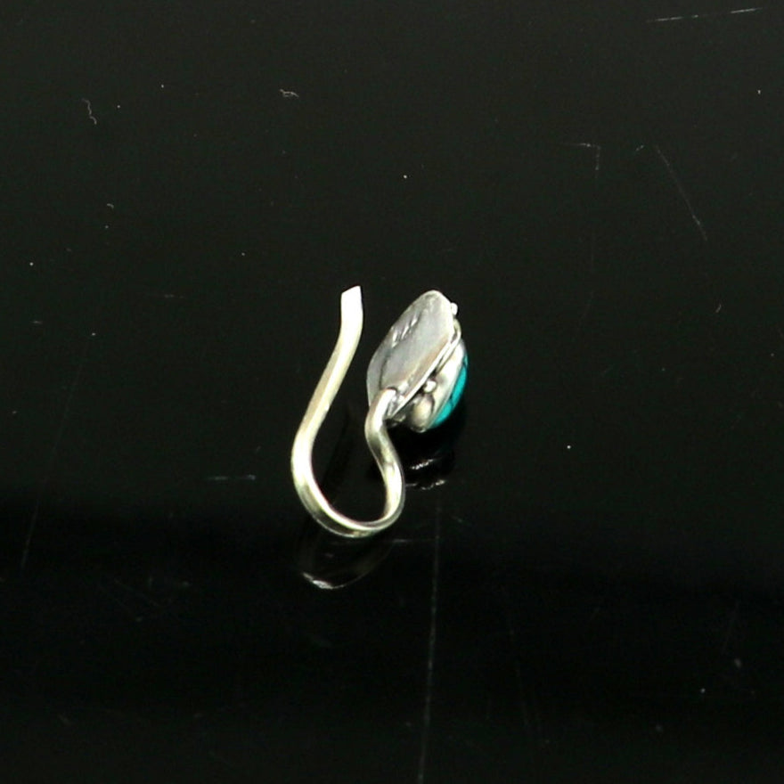 Vintage antique design 925 sterling silver customized single stone oxidized nose pin, nose plug, clip on nose pin, fabulous party wear np107 - TRIBAL ORNAMENTS