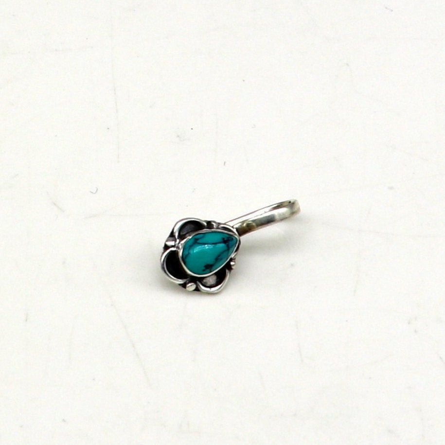 Vintage antique design 925 sterling silver customized single stone oxidized nose pin, nose plug, clip on nose pin, fabulous party wear np107 - TRIBAL ORNAMENTS