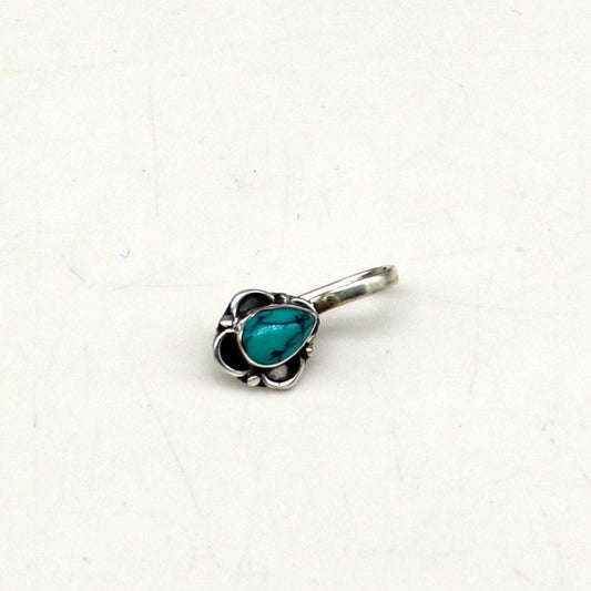 Vintage antique design 925 sterling silver customized single stone oxidized nose pin, nose plug, clip on nose pin, fabulous party wear np107 - TRIBAL ORNAMENTS