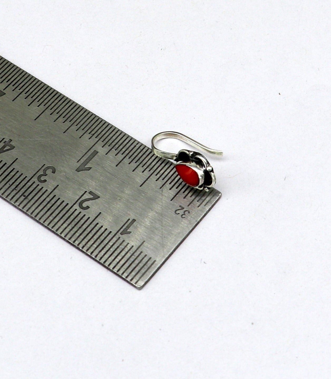 Modern trendy stylish 925 sterling silver customized single coral nose pin, best gift nose plug, clip-on nose pin, fabulous party wear np110 - TRIBAL ORNAMENTS