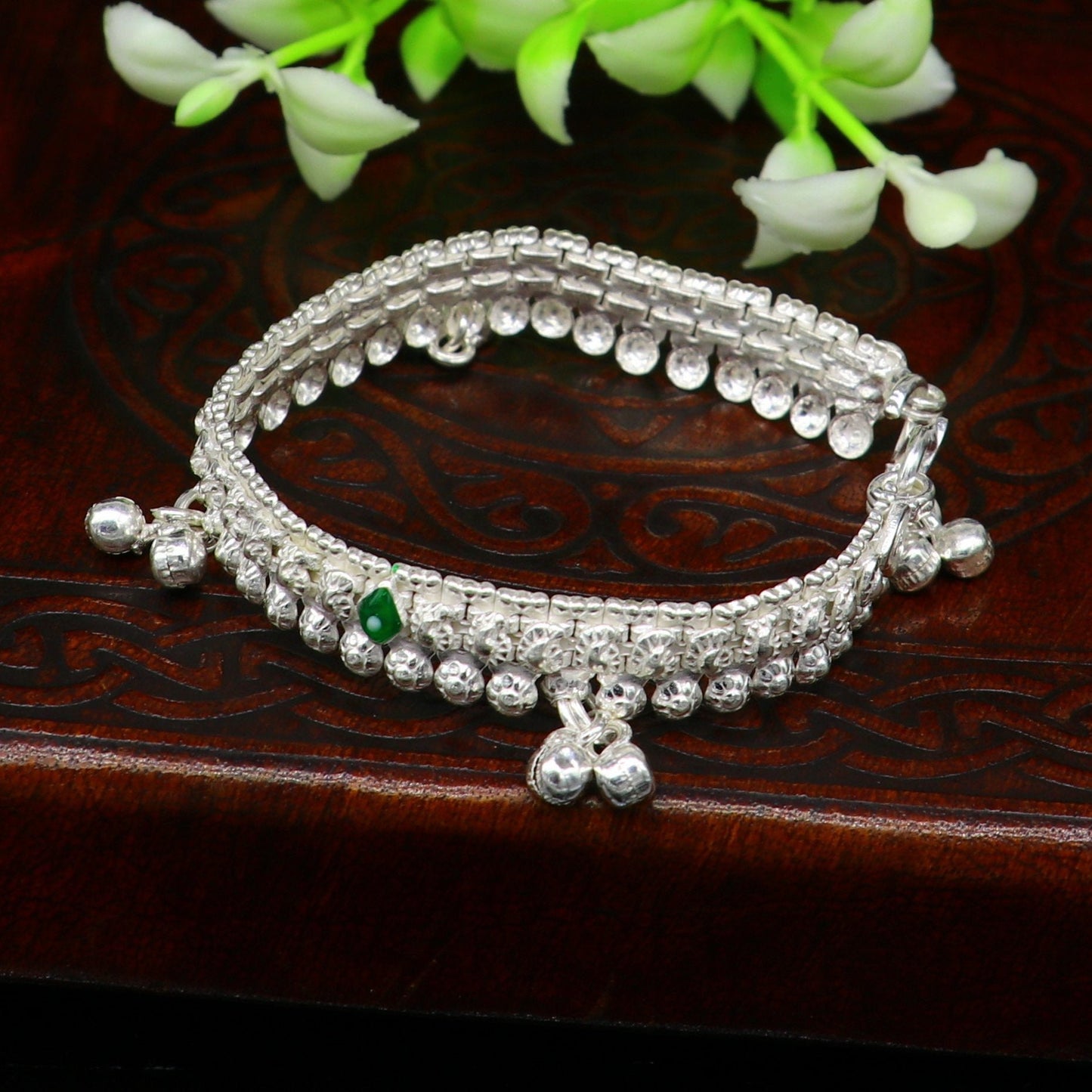 6" inches Sterling silver customized silver ankle bracelet new born baby anklets Jingling charm anklets foot fancy stylish jewelry ank277 - TRIBAL ORNAMENTS