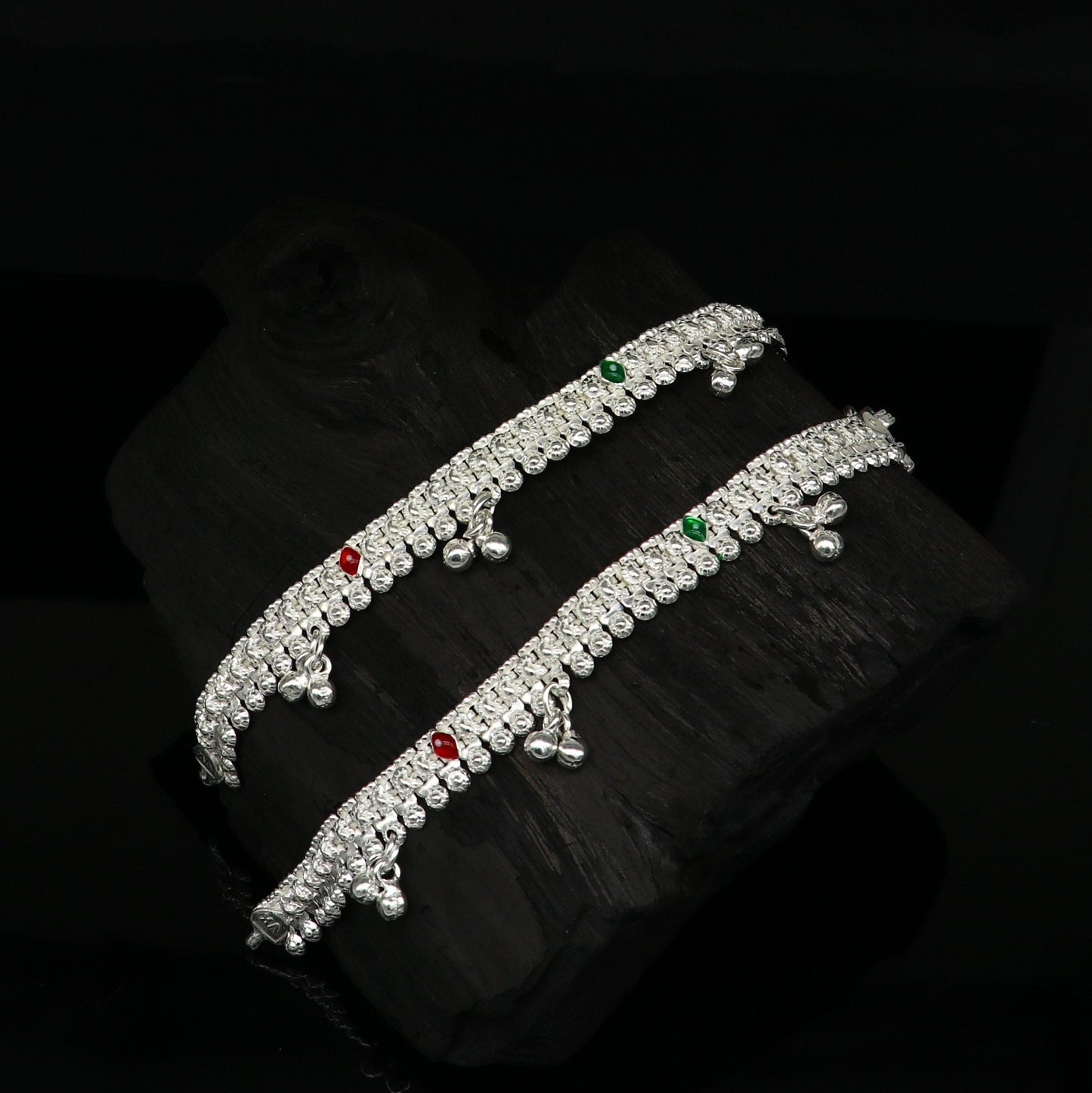 6" inches Sterling silver customized silver ankle bracelet new born baby anklets Jingling charm anklets foot fancy stylish jewelry ank277 - TRIBAL ORNAMENTS