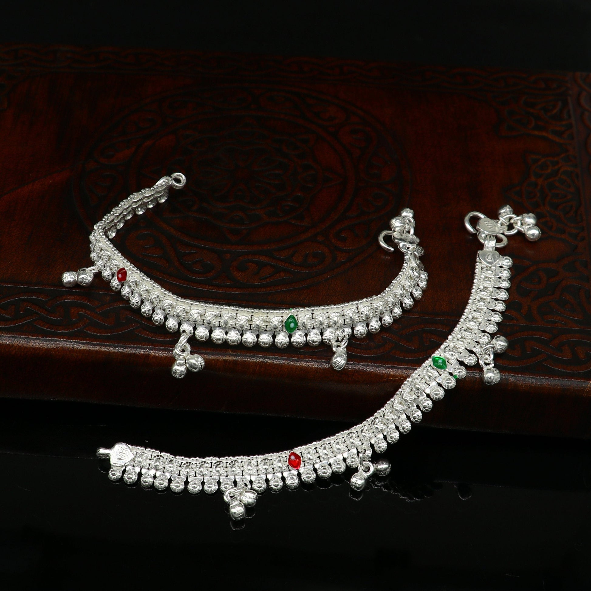 6" inches Sterling silver customized silver ankle bracelet new born baby anklets Jingling charm anklets foot fancy stylish jewelry ank277 - TRIBAL ORNAMENTS