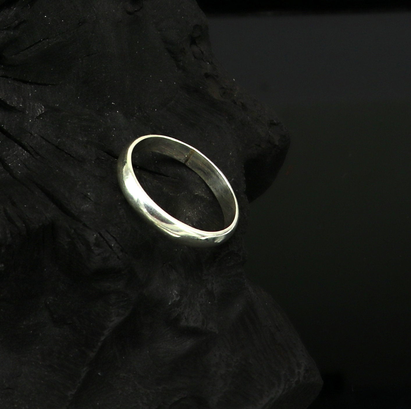 925 solid sterling silver plain D shape half round 3.5 mm ring band, fabulous wedding anniversary gift for him her, stylish jewelry sr289 - TRIBAL ORNAMENTS
