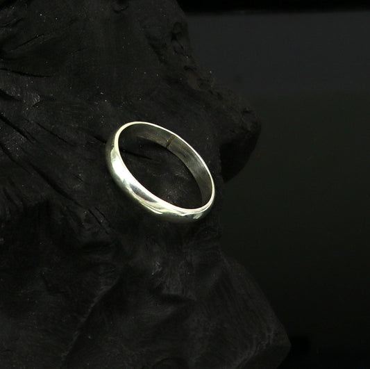 925 solid sterling silver plain D shape half round 3.5 mm ring band, fabulous wedding anniversary gift for him her, stylish jewelry sr289 - TRIBAL ORNAMENTS