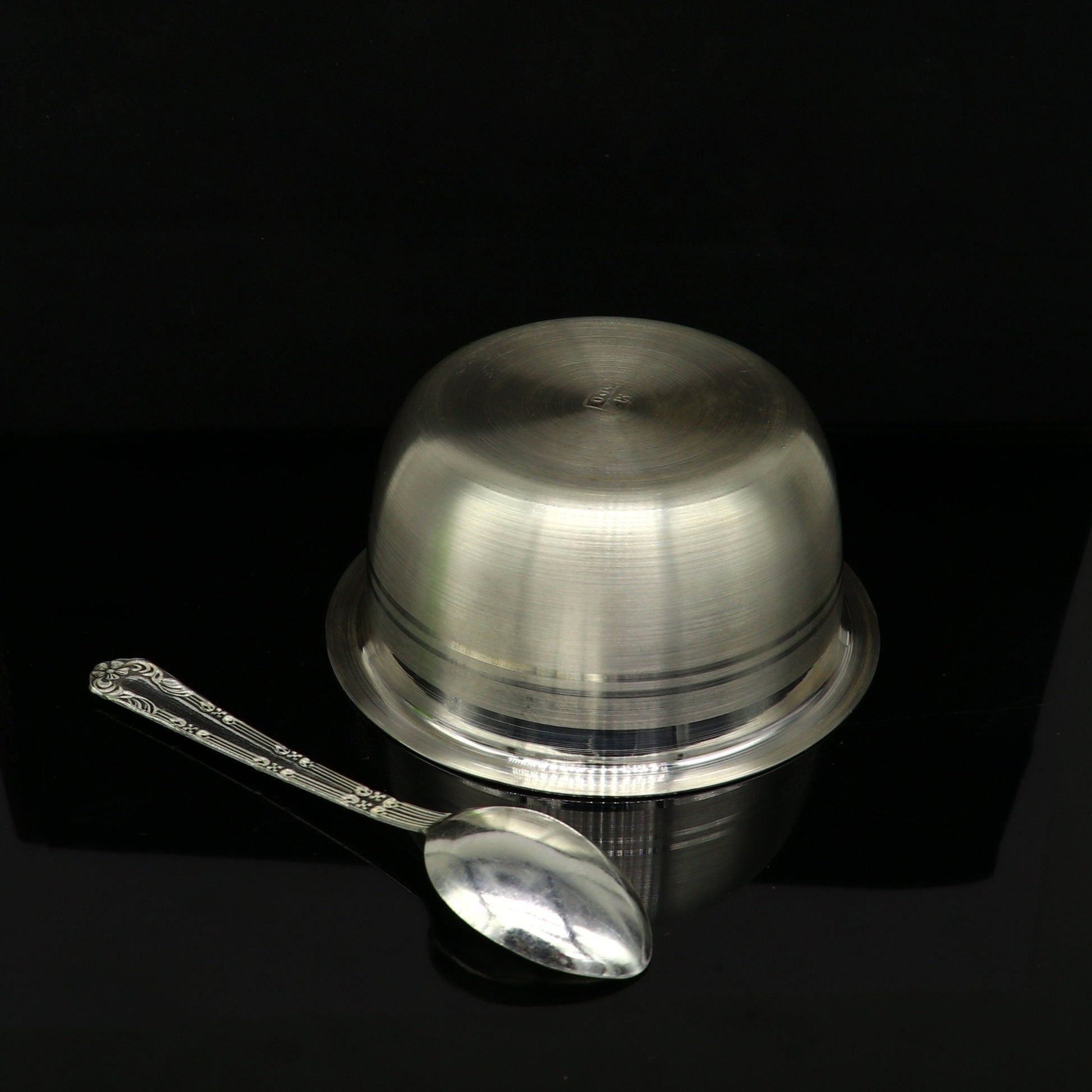 999 fine silver handmade small baby bowl and spoon set, silver tumbler, flask, stay baby/kids healthy, silver vessels utensils sv119 - TRIBAL ORNAMENTS