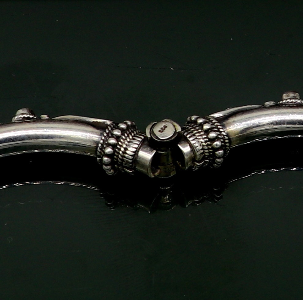 925 Sterling silver handmade Indian traditional vintage antique design customized tribal ethnic belly dance bangle bracelet kada nssk342 - TRIBAL ORNAMENTS