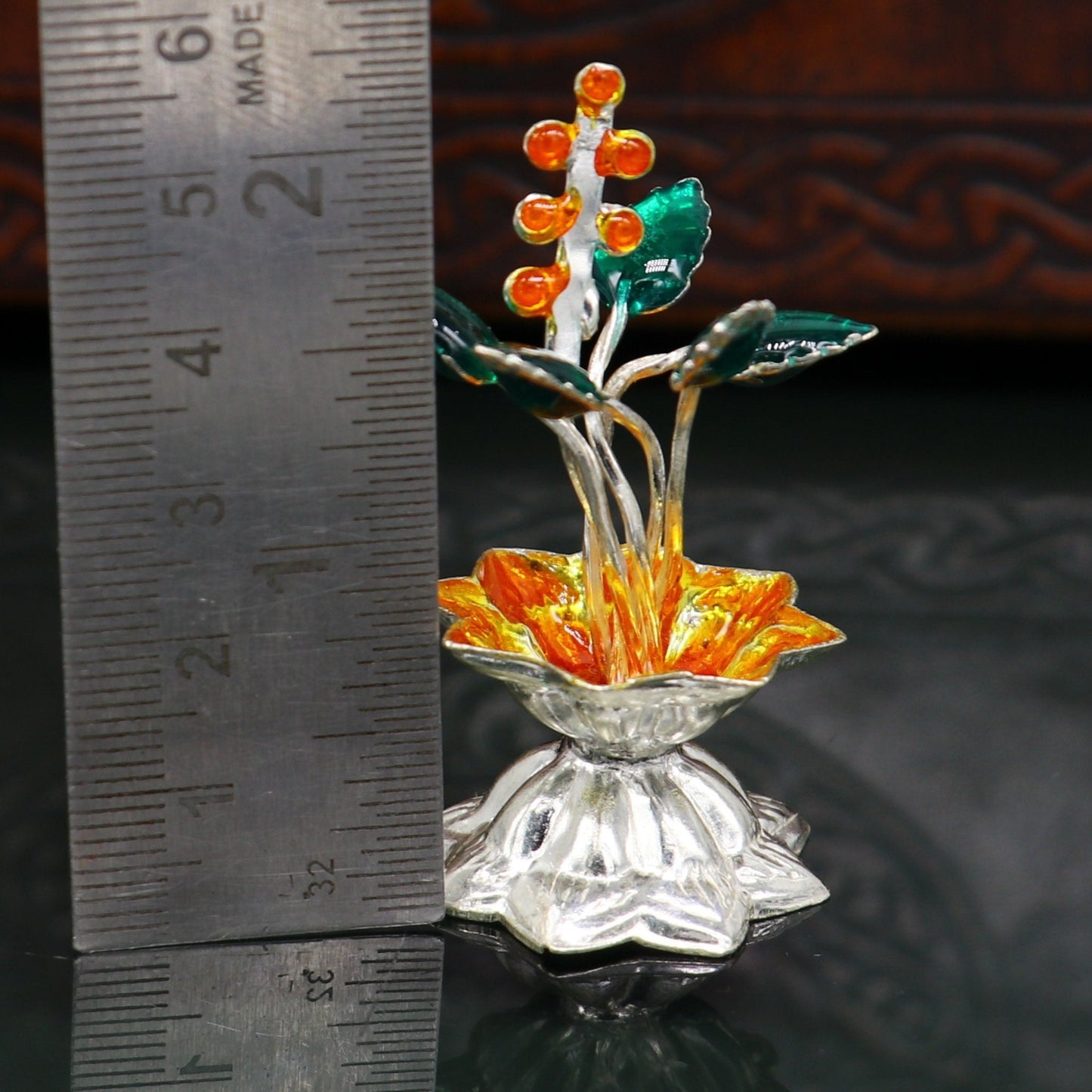 925 sterling silver handmade mini tulsi plant basil rosary plant for puja temple article, excellent customized silver utensils article su157 - TRIBAL ORNAMENTS